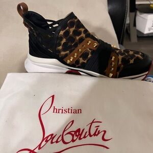 Christian Louboutin Leopard Satin Sneakers